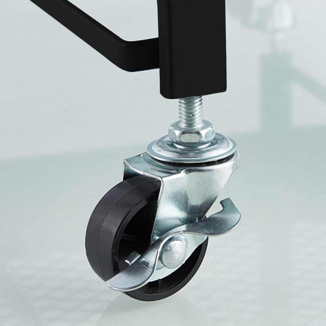 SOGA 3 Tier Steel Black Foldable Kitchen Cart Multi-Functional Shelves Portable Storage Organizer with Wheels • LUZ-KitchenXY011