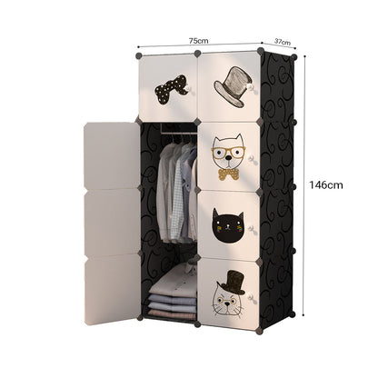 SOGA 8 Cubes Black Portable Wardrobe Divide-Grid Modular Storage Organiser Foldable Closet • LUZ-Wrobe2018