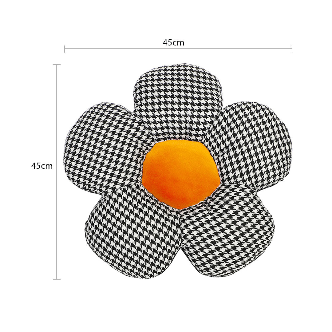 SOGA 2X Black Flower Cushion Shaped for Floor and Sitting Throw Pillow • LUZ-SCushion095X2