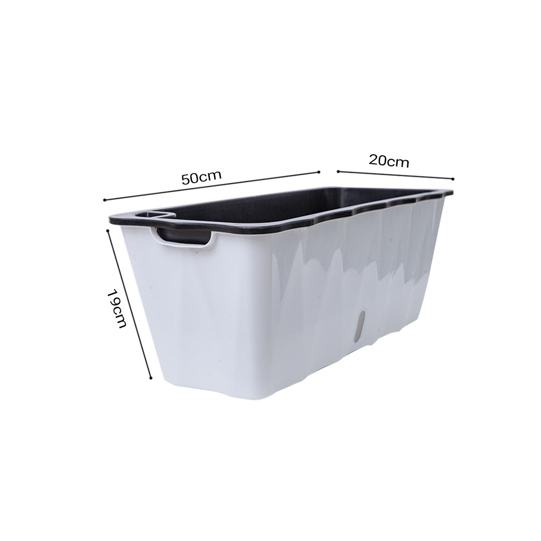 SOGA 50cm Large White Rectangular Flowerpot Vegetable Herb Flower Outdoor Plastic Box Garden Decor • LUZ-PlantBox1K