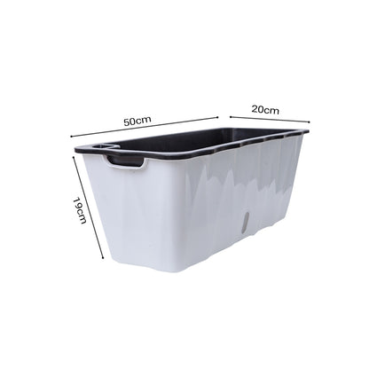 SOGA 50cm Large White Rectangular Flowerpot Vegetable Herb Flower Outdoor Plastic Box Garden Decor • LUZ-PlantBox1K