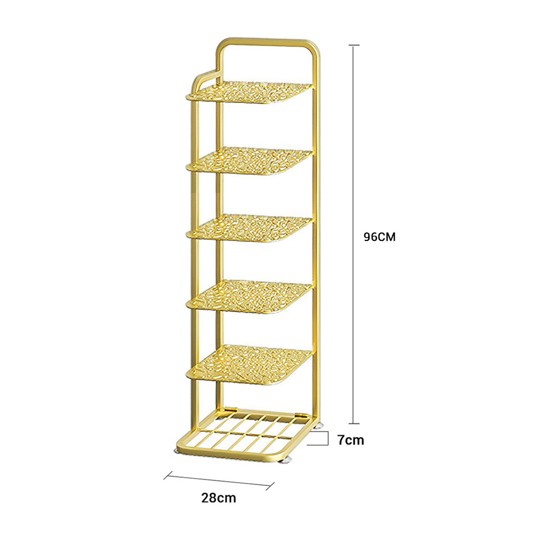 SOGA 6 Tier Gold Plated Metal Shoe Organizer Space Saving Portable Footwear Storage Shelf • LUZ-FPotXJ1221