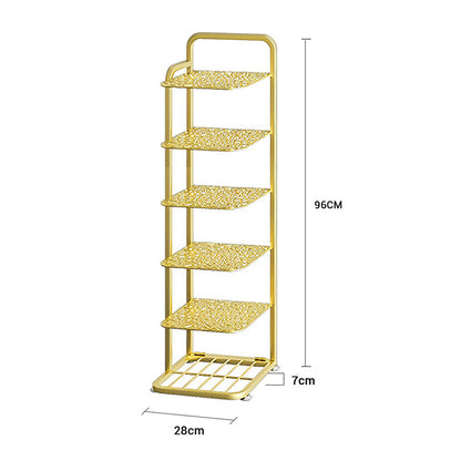 SOGA 6 Tier Gold Plated Metal Shoe Organizer Space Saving Portable Footwear Storage Shelf • LUZ-FPotXJ1221