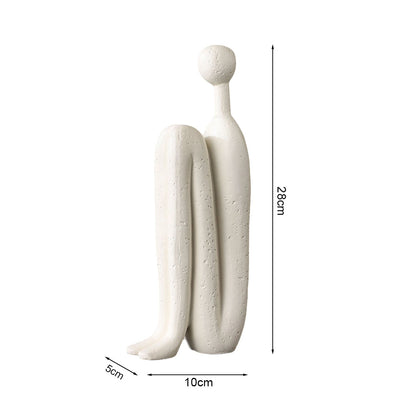 SOGA 2X 10x28cm Ornament Modern Stickman Art Sculpture Minimalist Resin Statue Round Head for Home Decor and Bookend • LUZ-Ornament2924X2