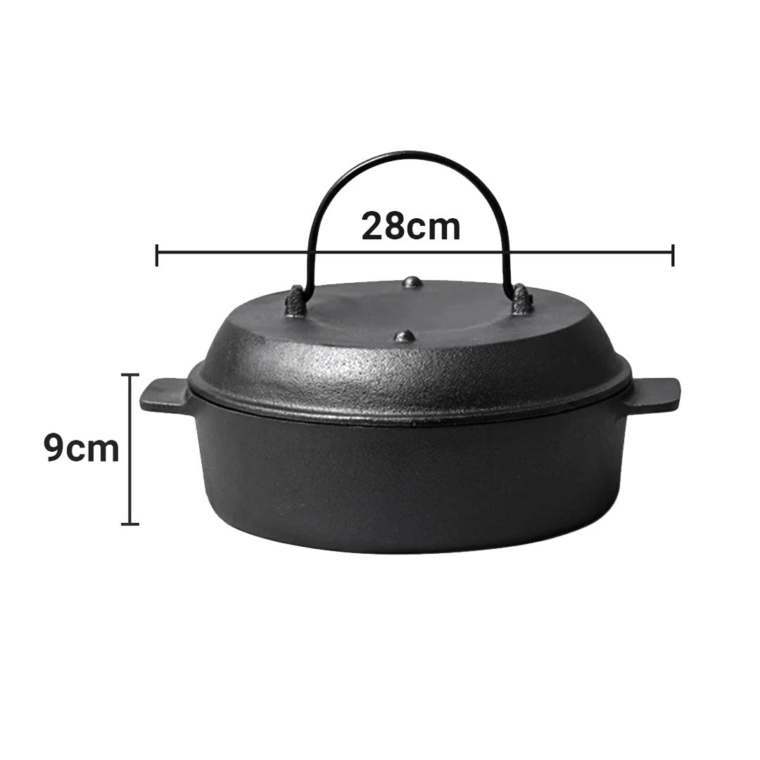 SOGA 28cm Cast Iron Dutch Oven Pre-Seasoned Cast Iron Pot with Lid • LUZ-ZPaiA8