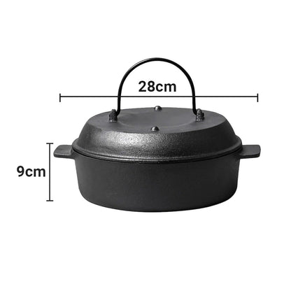 SOGA 28cm Cast Iron Dutch Oven Pre-Seasoned Cast Iron Pot with Lid • LUZ-ZPaiA8