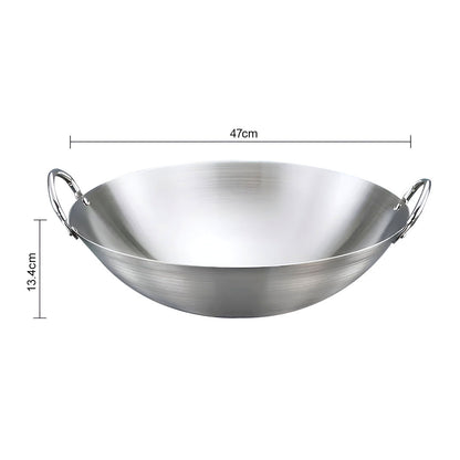 SOGA 47cm Stainless Steel Kitchen Cooking Wok with 2 Sturdy Handles • LUZ-WokCom47