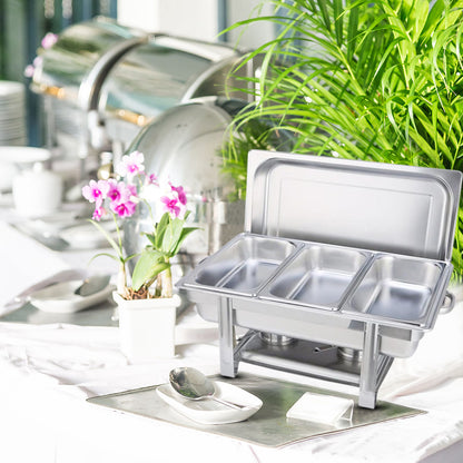 SOGA 2X Triple Tray Stainless Steel Chafing Catering Dish Food Warmer • LUZ-ChafingDish56083X2