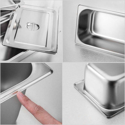 SOGA Gastronorm GN Pan Full Size 1/2 GN Pan 10cm Deep Stainless Steel Tray With Lid • LUZ-GP5410wLidX1