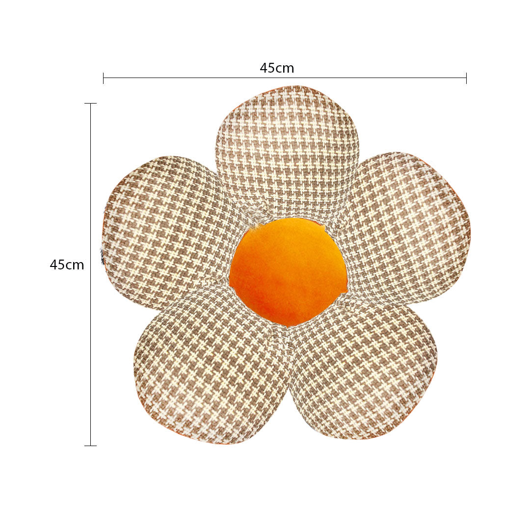 SOGA 2X Orange Flower Cushion Shaped for Floor and Sitting Throw Pillow • LUZ-SCushion097X2