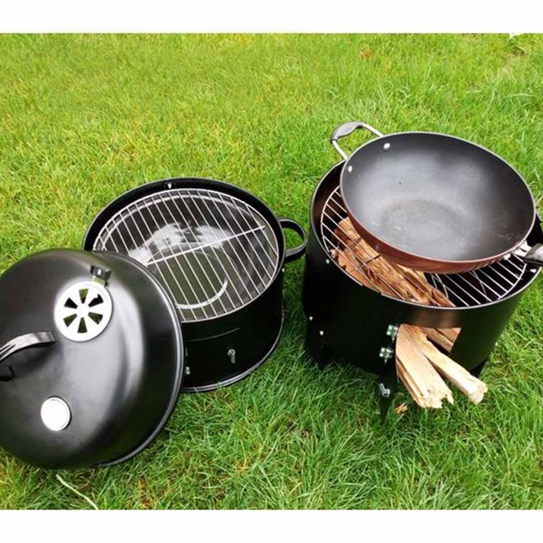 SOGA 3 In 1 Barbecue Smoker Outdoor Charcoal BBQ Grill Camping Picnic Fishing • LUZ-CharcoalBBQSmoker