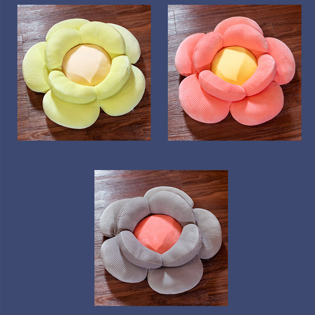 SOGA 2X Beige Double Flower Shape Cushion Soft Bedside Floor Plush Pillow Home Decor • LUZ-SCushion005X2