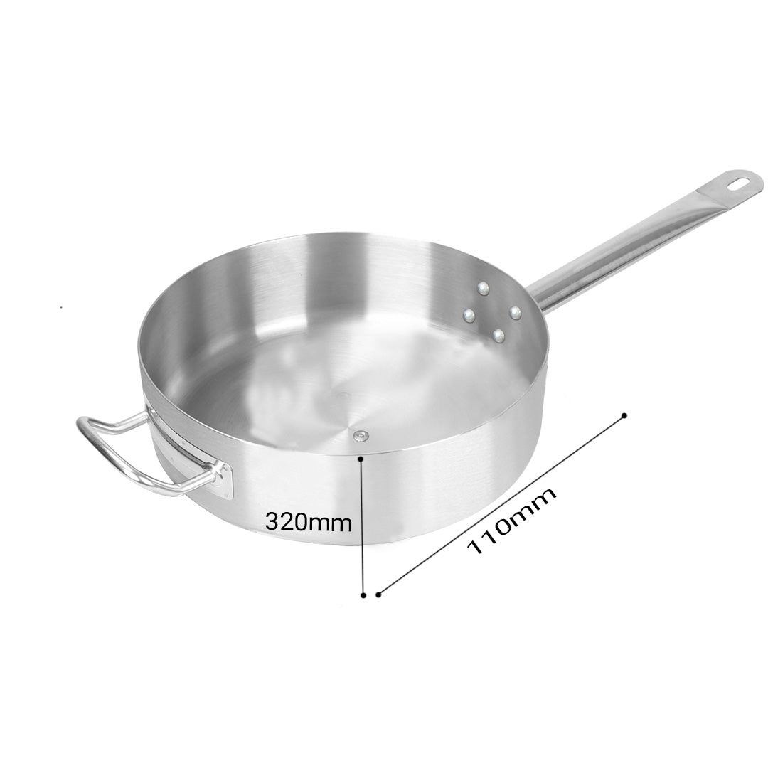 SOGA 2X 32cm Stainless Steel Saucepan Sauce pan with Glass Lid and Helper Handle Triple Ply Base Cookware • LUZ-SaucePanSS423232CMX2