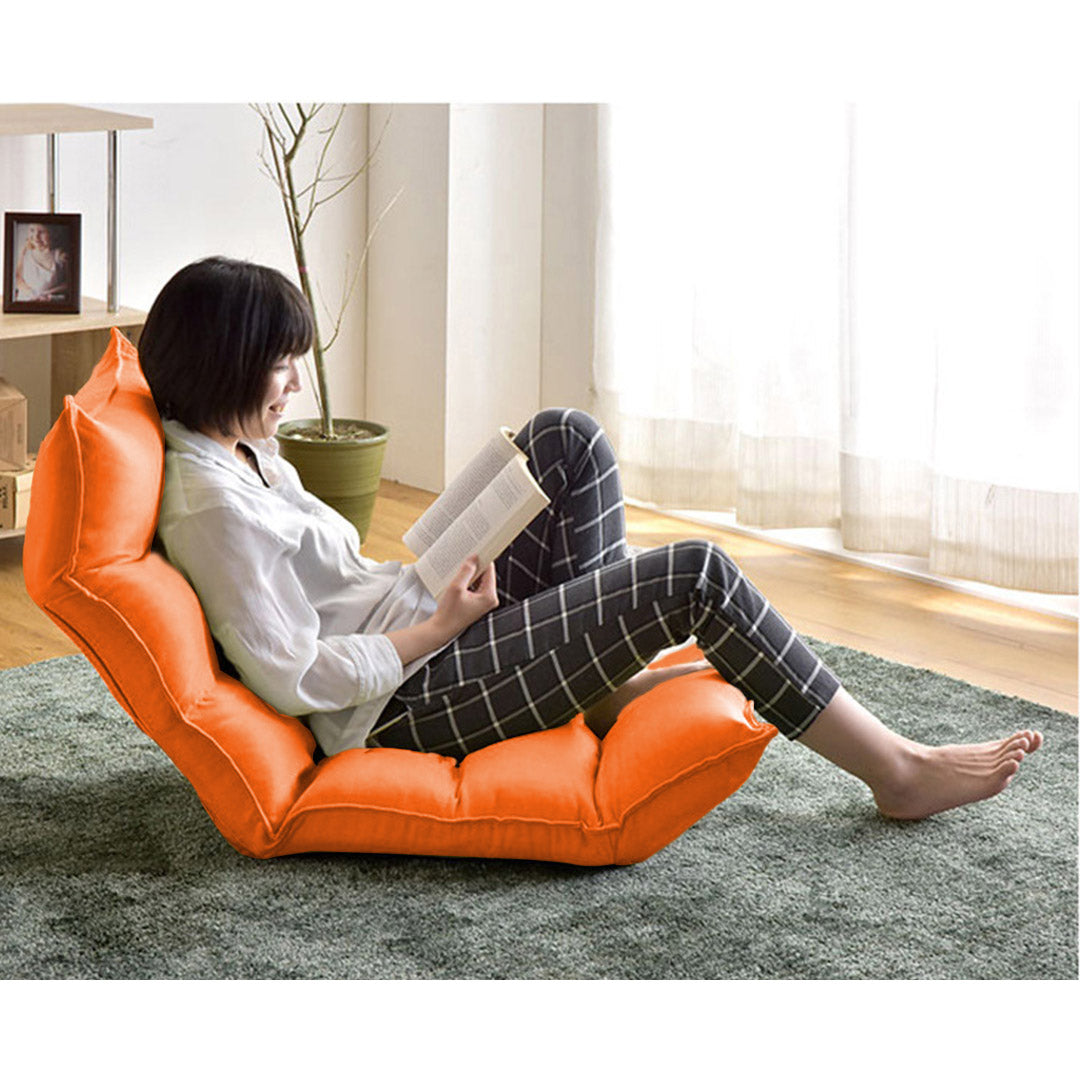 SOGA 2X Foldable Tatami Floor Sofa Bed Meditation Lounge Chair Recliner Lazy Couch Orange • LUZ-LoungeLeatherOrangeX2
