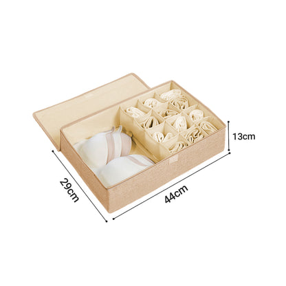 SOGA 2X Beige Flip Top Underwear Storage Box Foldable Wardrobe Partition Drawer Home Organiser • LUZ-SBox032X2