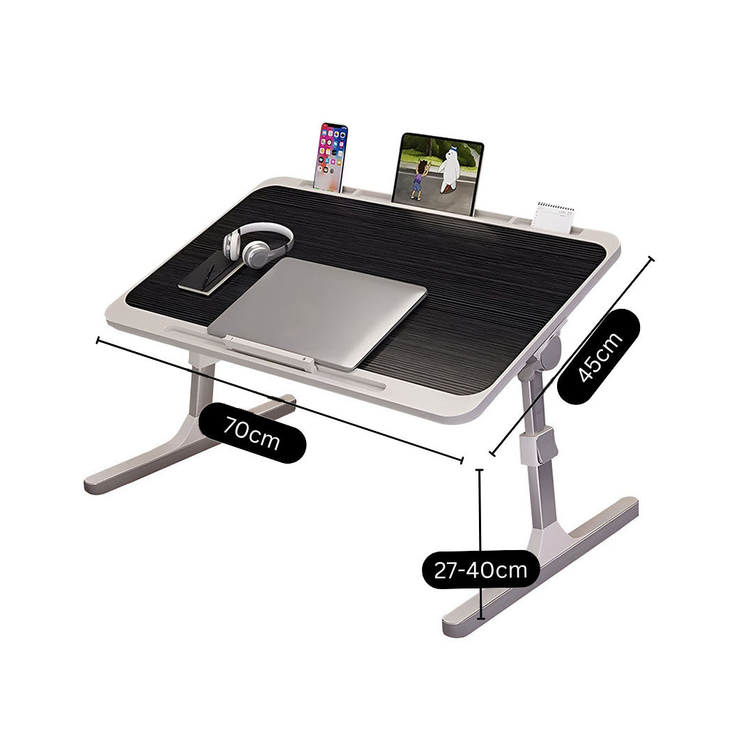 SOGA 70X45cm Black Small Laptop Bed Portable Foldable Study Table Adjustable • LUZ-BedTableA15