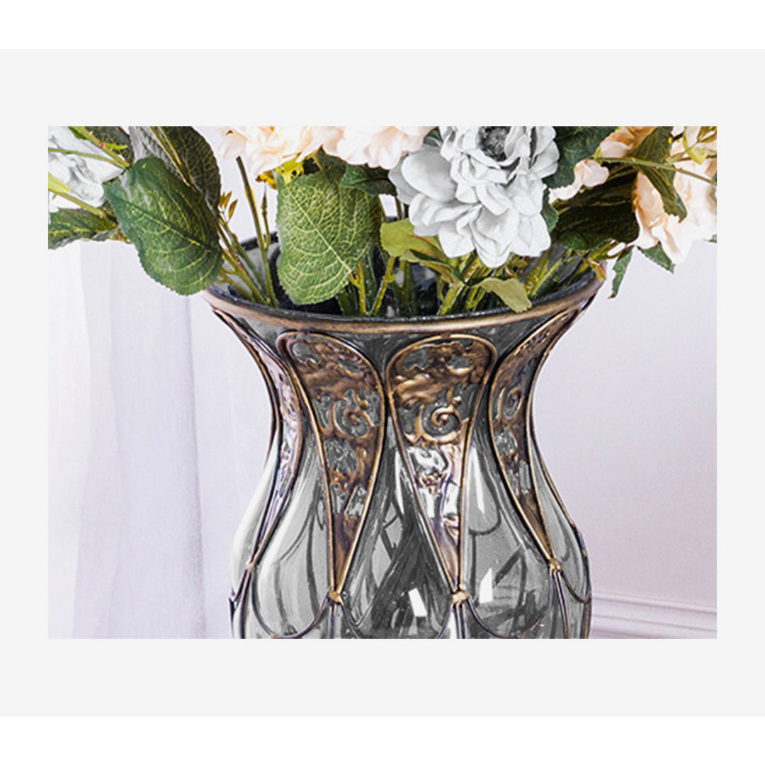 SOGA 85cm European Clear Glass Floor Home Decor Flower Vase with Tall Metal Stand • LUZ-HO-VaseYG3019Clear