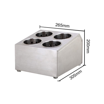 SOGA 2X 18/10 Stainless Steel Commercial Conical Utensils Square Cutlery Holder with 4 Holes • LUZ-CutleryHolder4604X2