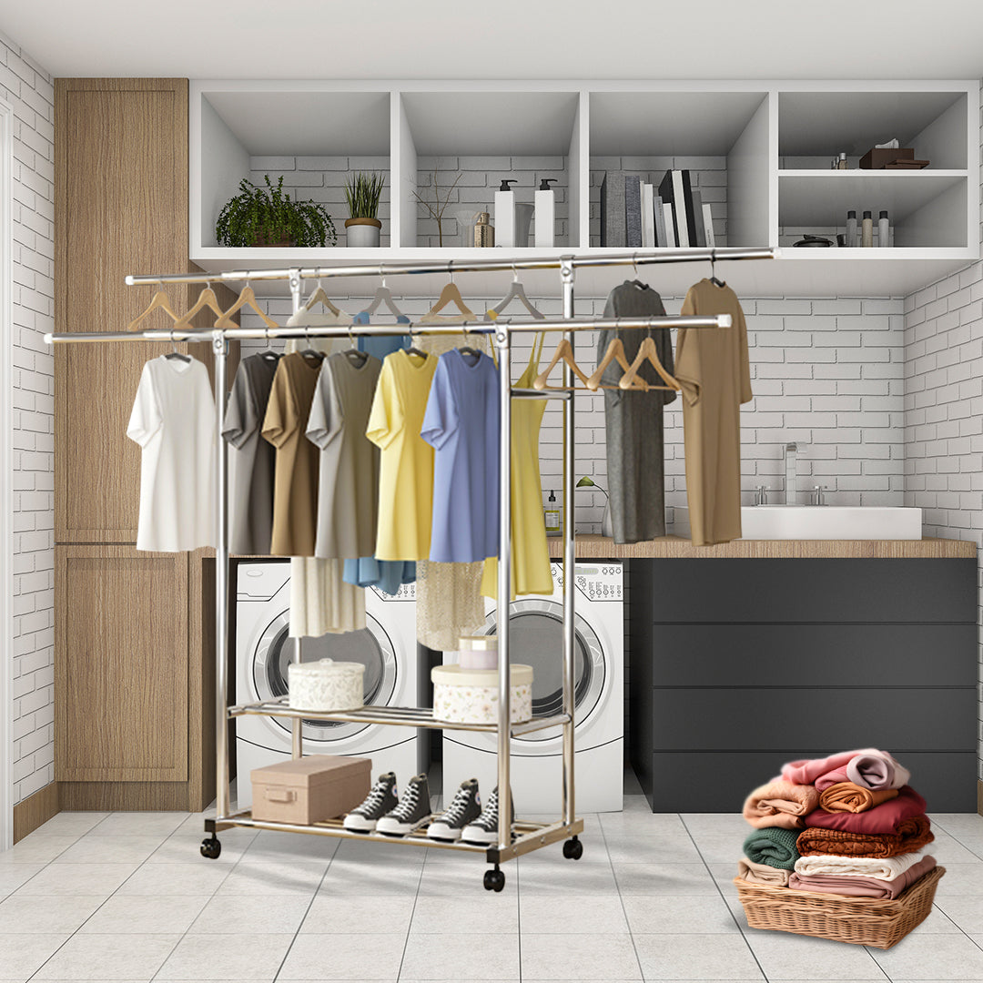 SOGA 200cm Stainless Steel Floor-Standing Clothes Rack - Durable and Space-Saving Laundry Organizer • LUZ-BSXG2531