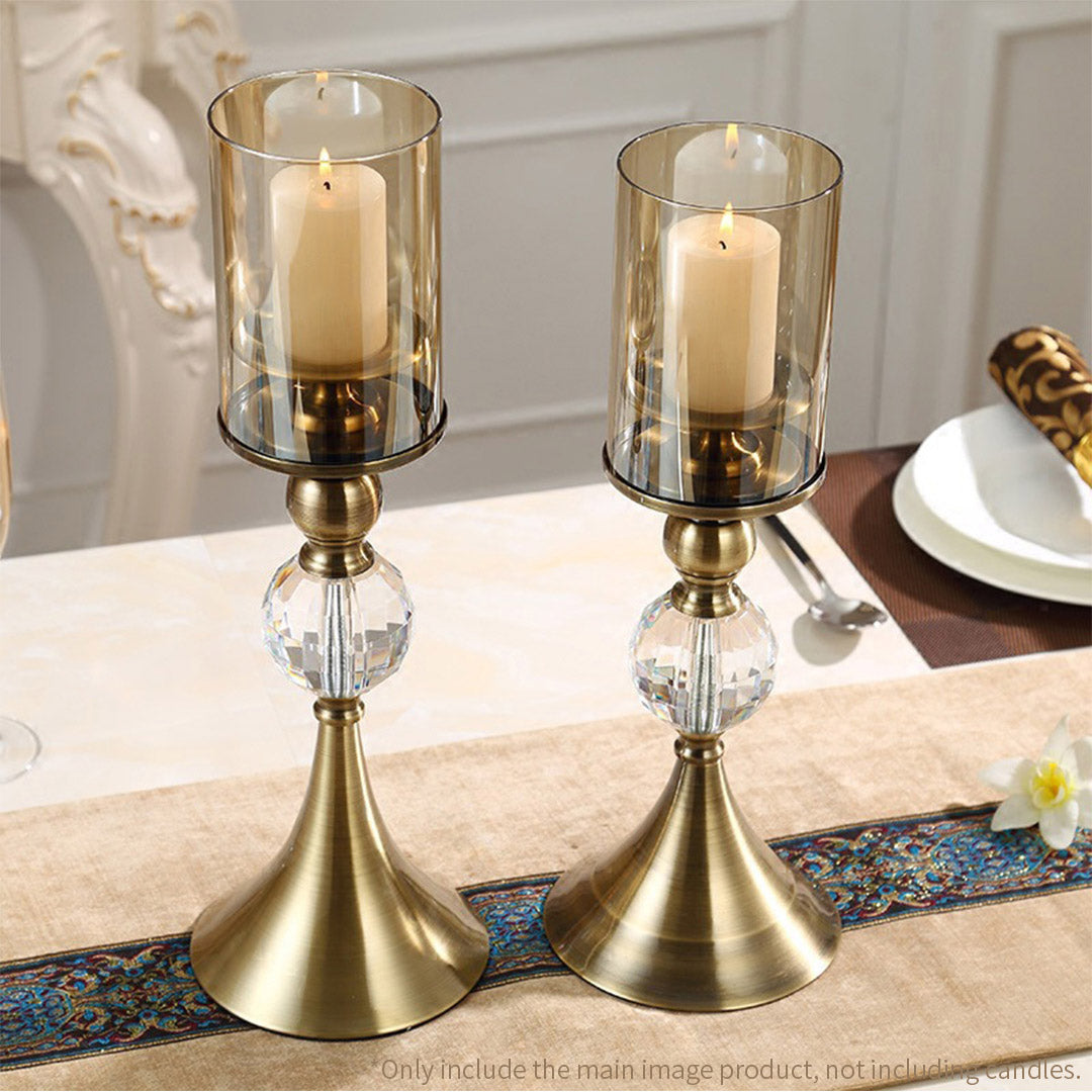 SOGA 38cm Glass Candle Holder Candle Stand Glass/Metal • LUZ-CandleStickBSmall