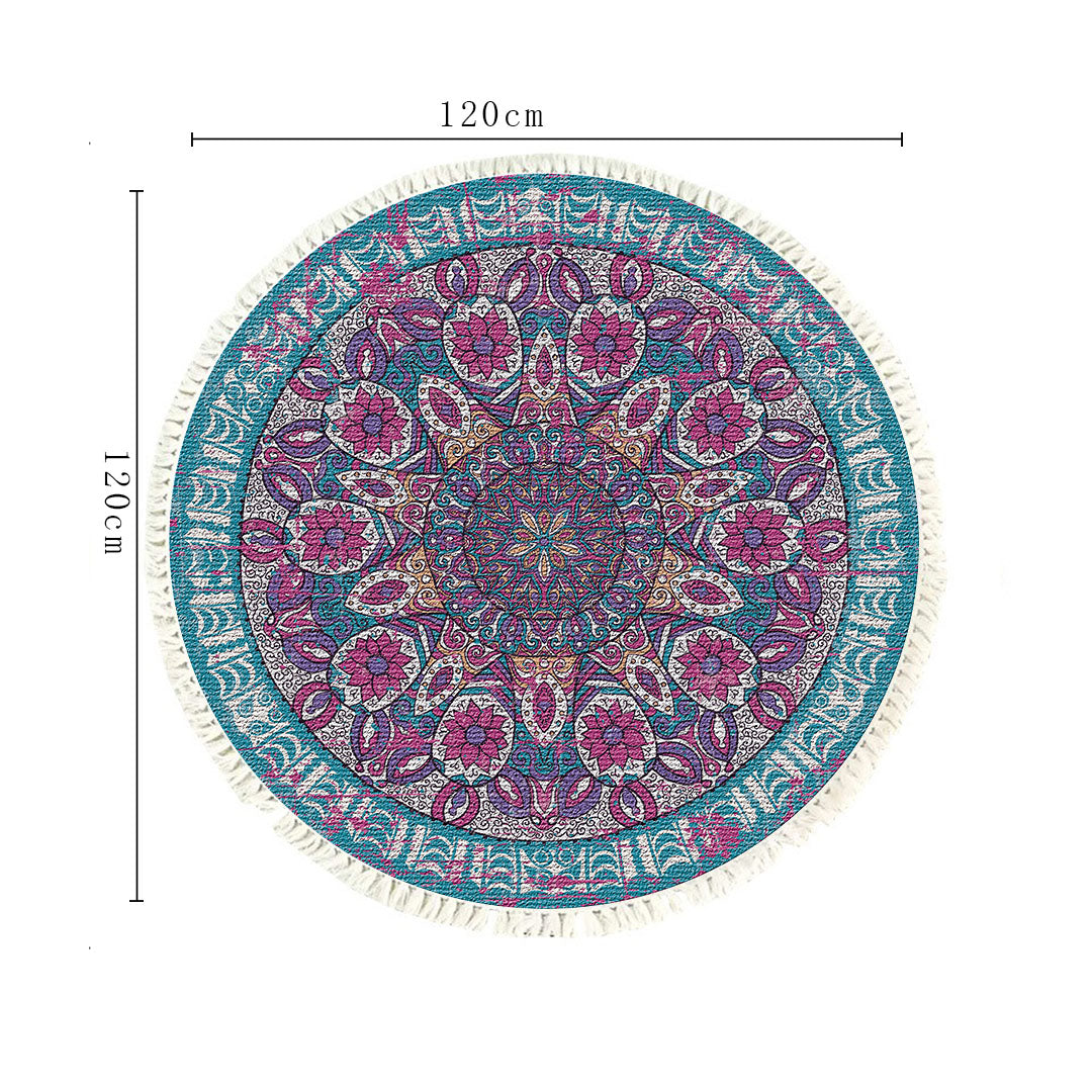 SOGA 120cm Mandala Area Rug for Living Room Lounge, Bedroom, Anti-slip Doormat, Home Decor • LUZ-CarpetYH02Lge