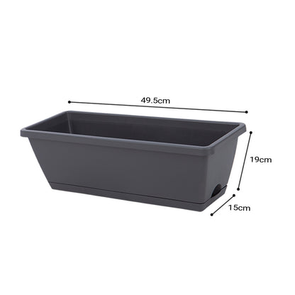 SOGA 49.5cm Black Rectangular Planter Vegetable Herb Flower Outdoor Plastic Box with Holder Balcony Garden Decor Set of 3 • LUZ-PlantBox3G