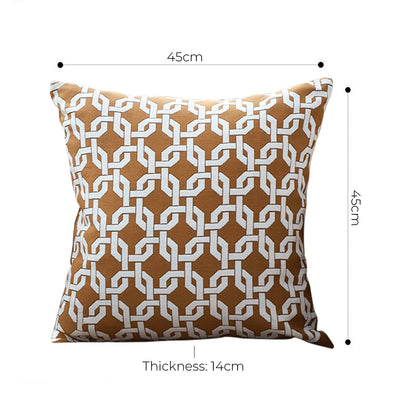 SOGA 45cm Brown Checkered Chain Jacquard Square Pillow Decorative Cushion for Living Room • LUZ-FrenchCushion286