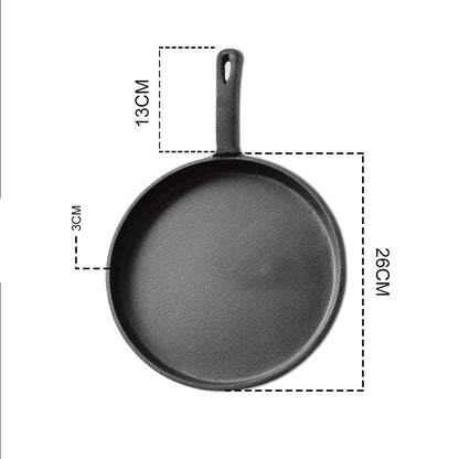 SOGA 2X 26cm Round Cast Iron Frying Pan Skillet Griddle Sizzle Platter • LUZ-ZPai033X2