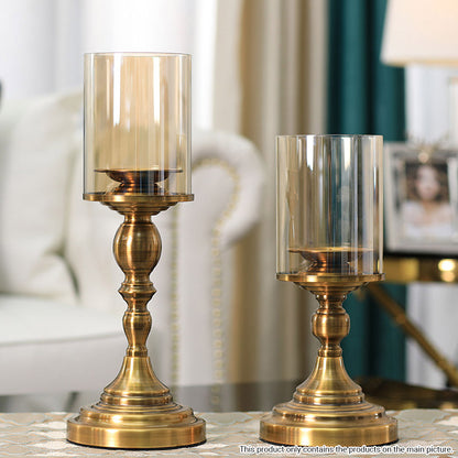 SOGA 42cm Gold Nordic Deluxe Candlestick Candle Holder Stand Pillar Glass /Iron • LUZ-CandleStick3452
