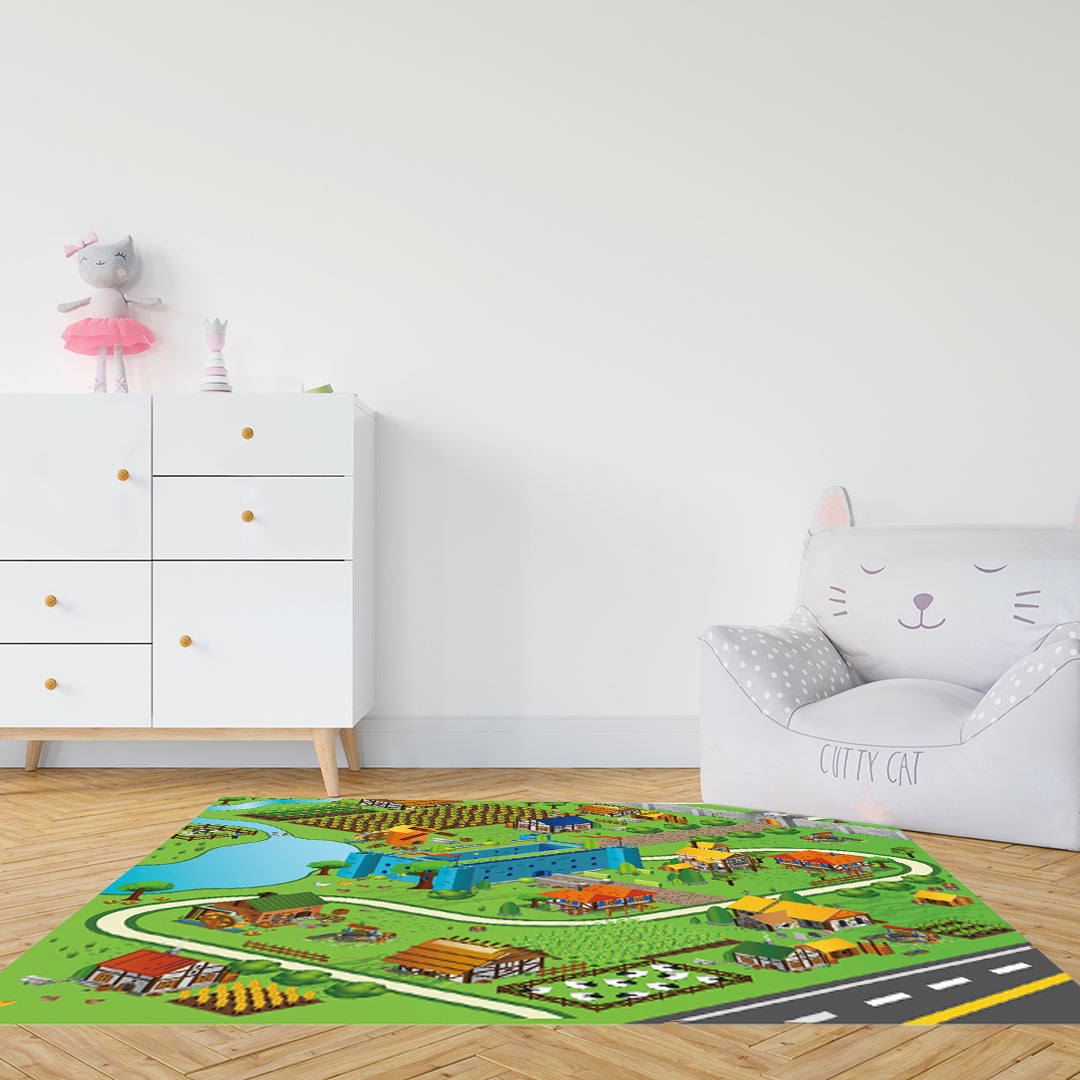 SOGA 120cm Kids Rug Street Map Play Mat, Educational Baby Theme Park Area Rugs • LUZ-KidCarpet601