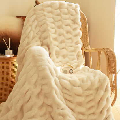 SOGA 150x200cm Throw Blanket White Double Layer Rabbit Fur Cozy Comfort with Stylish Decor • LUZ-BlanketFur340