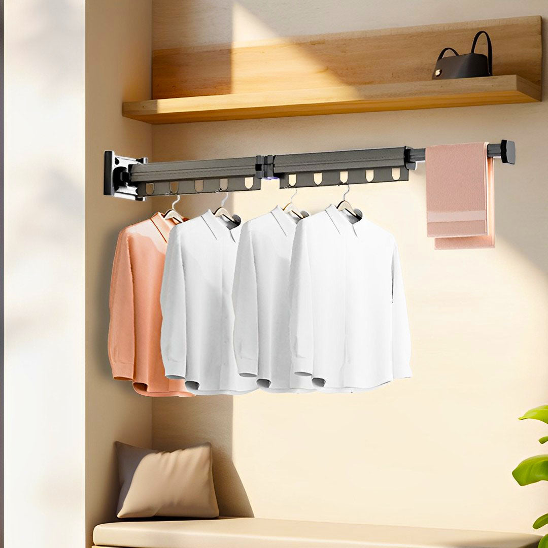 SOGA 93.2cm Wall-Mounted Clothing Dry Rack Retractable Space-Saving Foldable Hanger • LUZ-BSGKZD02