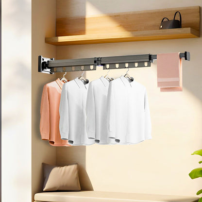 SOGA 93.2cm Wall-Mounted Clothing Dry Rack Retractable Space-Saving Foldable Hanger • LUZ-BSGKZD02