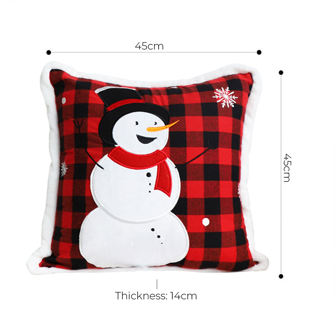 SOGA 2X 45cm Throw Pillow Red Christmas Snowman Square Cushion for Festive Holiday Winter Home Decor LUZ-FrenchCushion275X2