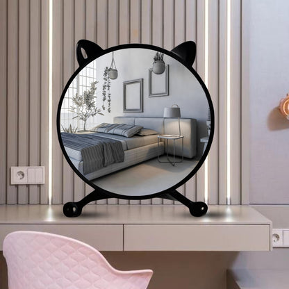 SOGA 30cm Black Smart Makeup Bedroom Table Mirror Cat Ear Style No LED Light LUZ-MirrorE2