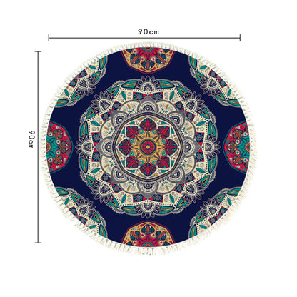 SOGA 2X 90cm Round Rug Bohemian Circle Area Rug with Bohemian Geometric Pattern, Anti-slip Doormat, Home Decor • LUZ-CarpetRAG6X2