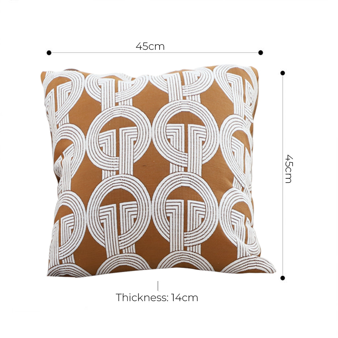 SOGA 45cm Brown Circular Chain Jacquard Square Pillow Decorative Cushion for Living Room • LUZ-FrenchCushion287