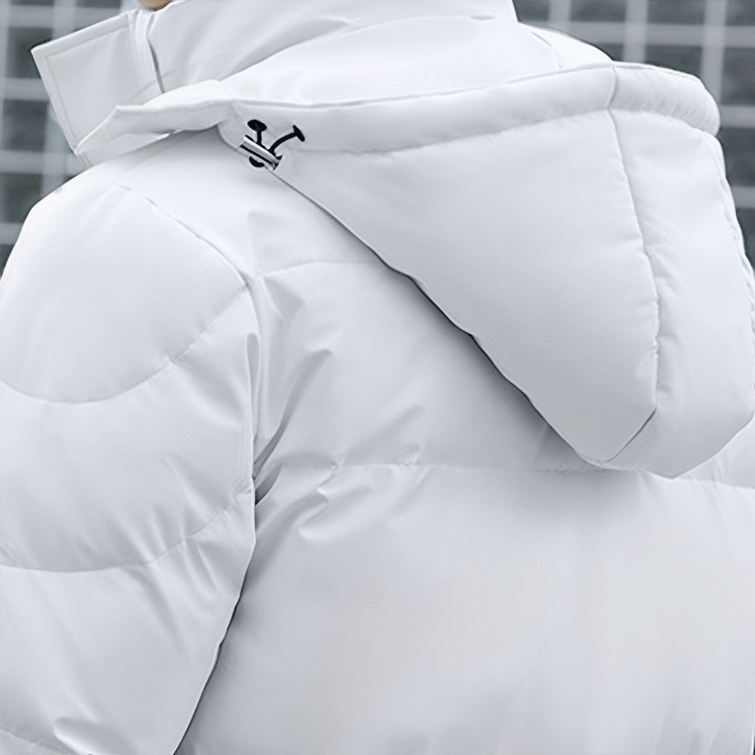 abbee White Large Winter Hooded Overcoat Long Jacket Stylish Lightweight Quilted Warm Puffer Coat • LUZ-DJ-659A