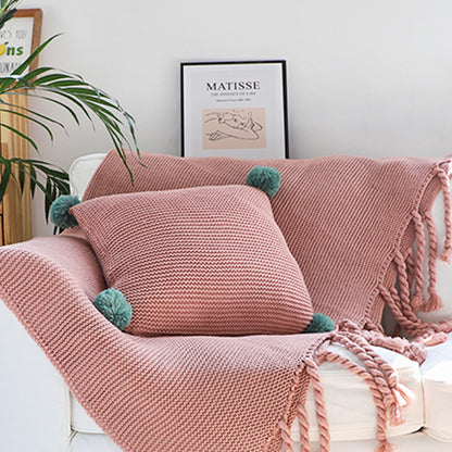SOGA 2X Pink Tassel Fringe Knitting Blanket Warm Cozy Woven Cover Couch Bed Sofa Home Decor • LUZ-Blanket930X2