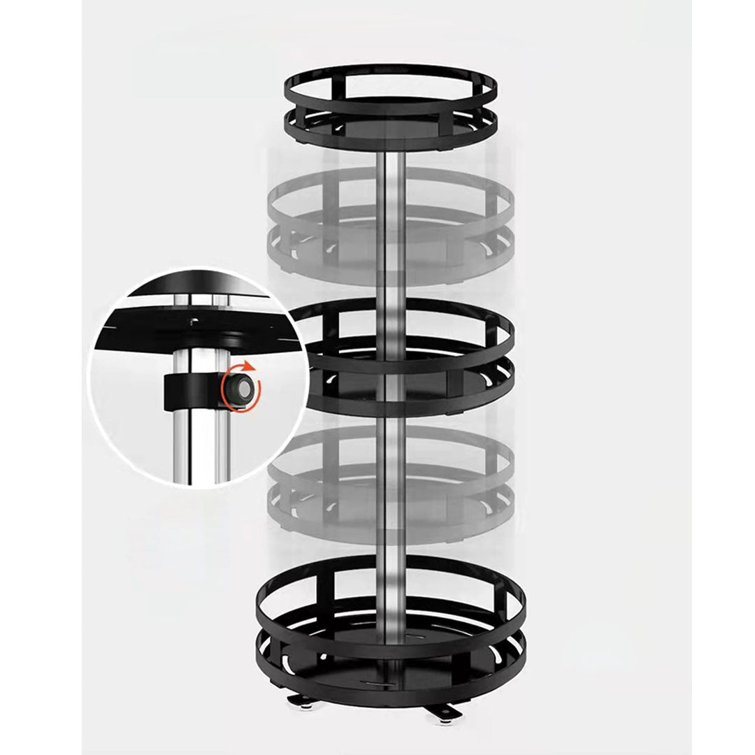 SOGA 2X 3 Tier Steel Black Round Rotating Multi-Function Kitchen Portable Storage Spice Seasoning Kitchen Countertop Organiser Shelf • LUZ-KitchenXY051X2