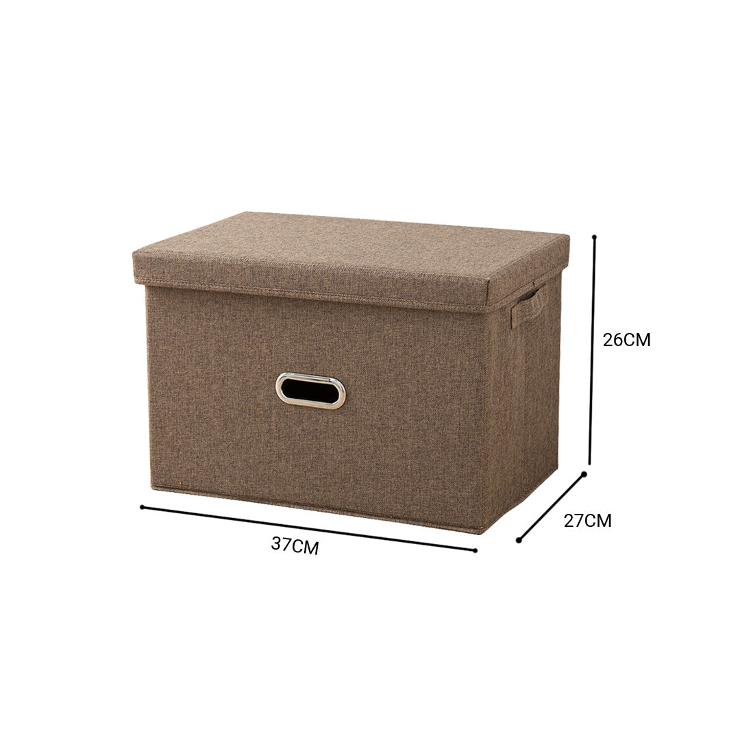 SOGA Coffee Medium Foldable Canvas Storage Box Cube Clothes Basket Organiser Home Decorative Box • LUZ-SBox010