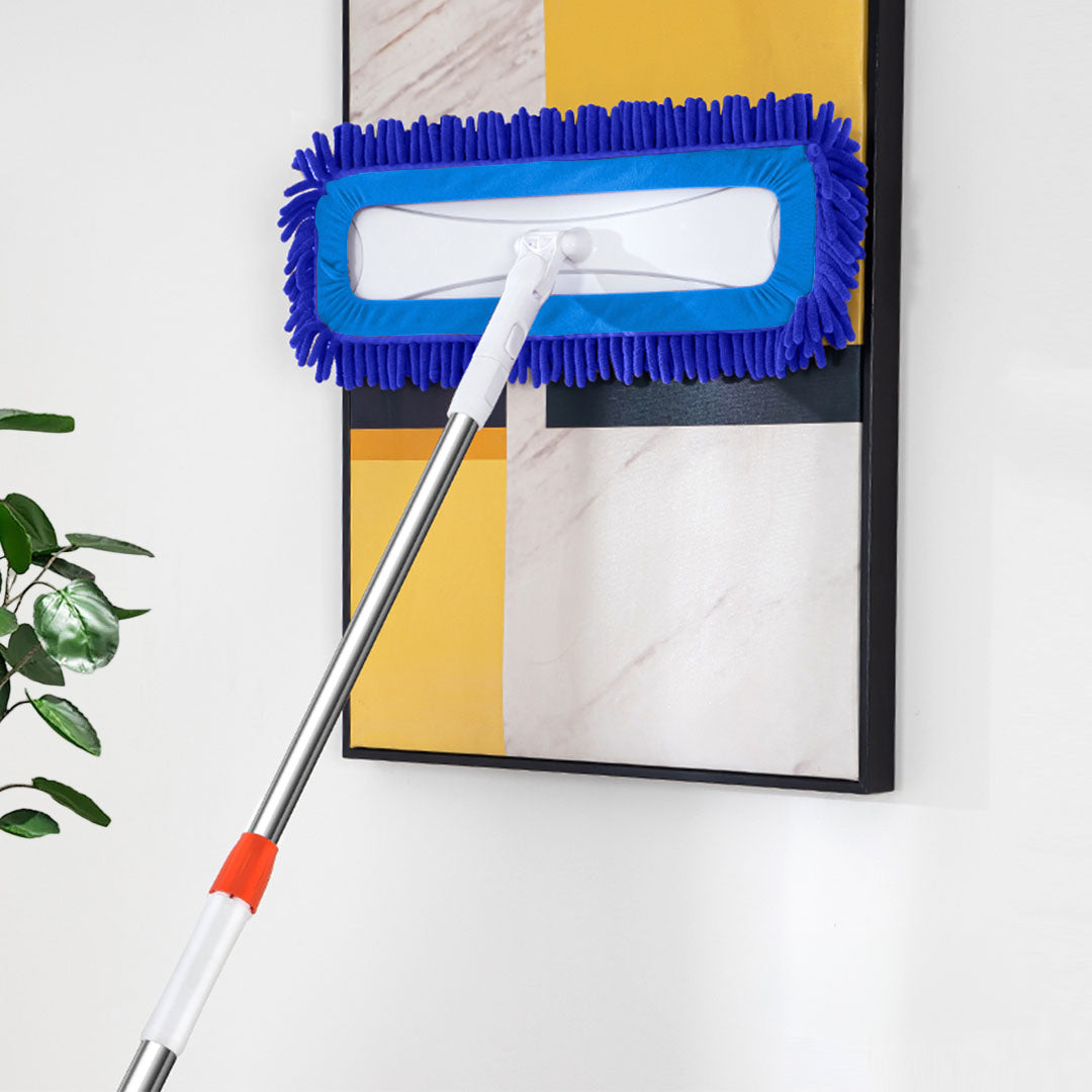 SOGA 60x12 Blue Microfiber Flat Mop Floor Cleaning Pads Rotating Dust Remover • LUZ-MopBlu602