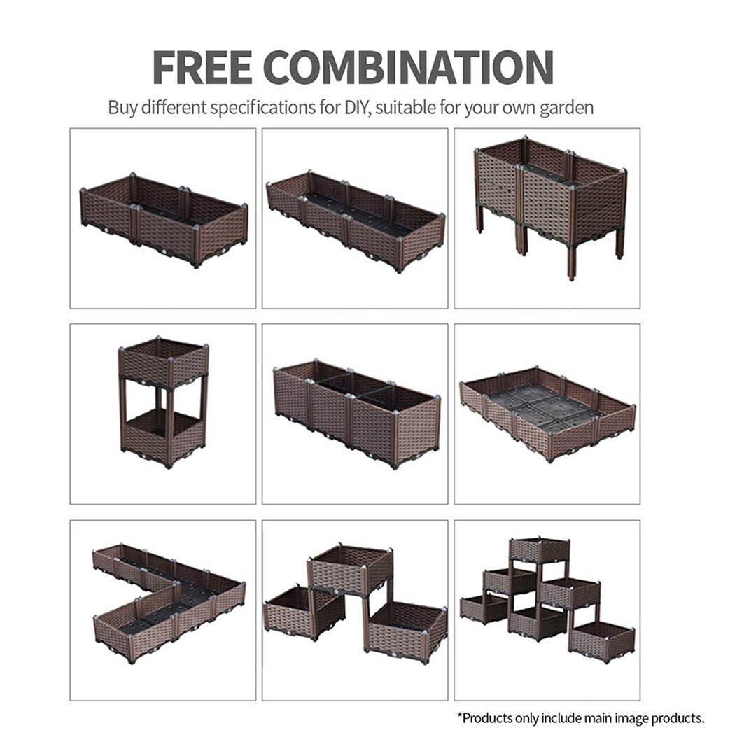 SOGA 200cm Raised Planter Box Vegetable Herb Flower Outdoor Plastic Plants Garden Bed Deepen • LUZ-PlantBox10D