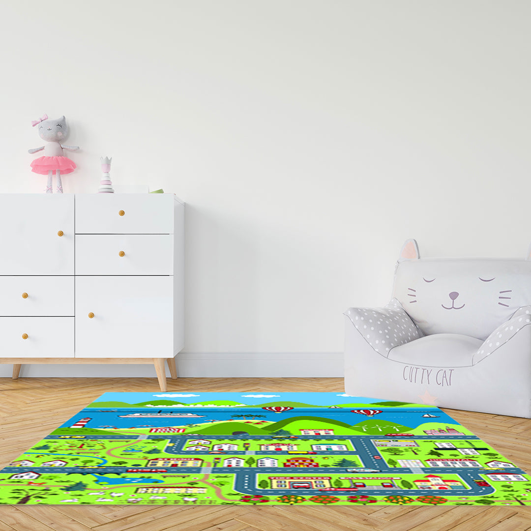 SOGA 2X 120cm Kids Rug Street Map Play Mat, Educational Baby Theme Park Area Rugs • LUZ-KidCarpet603X2