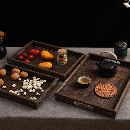 SOGA 2X Small Walnut Rectangle Wooden Tray Breakfast Dinner Serving Board Tea Set Holder Kitchen Home Decor • LUZ-WodE561X2