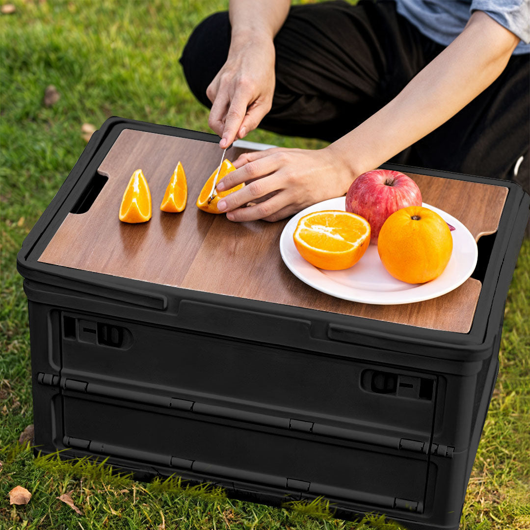 SOGA 42x28.5cm 30L Black Car & Camping Foldable Storage Box Crate Stackable Container No Handle • LUZ-StorageBox3703