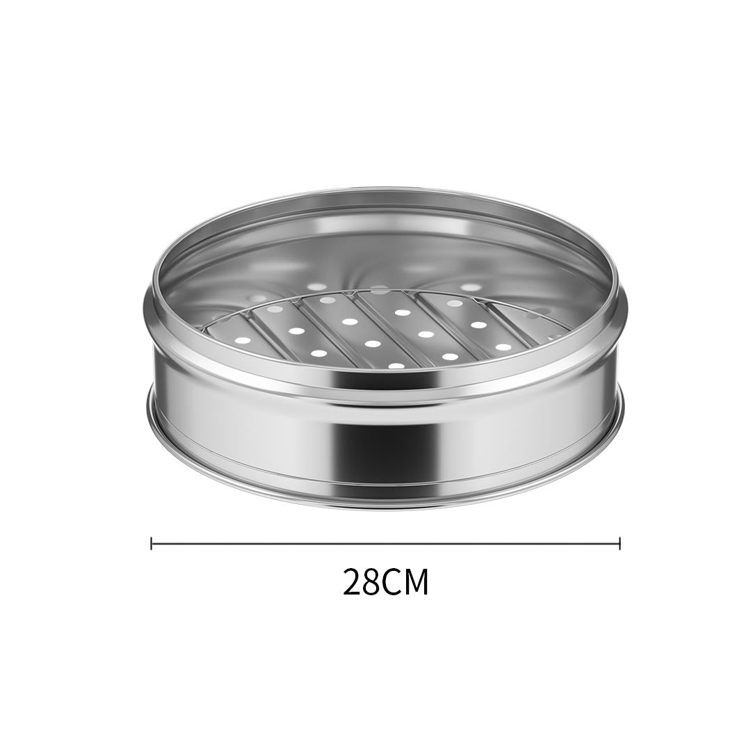 SOGA 2X 3 Tier Stainless Steel Steamers With Lid Work inside of Basket Pot Steamers 28cm • LUZ-Steamer28CM2321-3X2