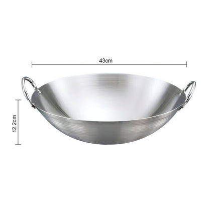 SOGA 43cm Stainless Steel Kitchen Cooking Wok with 2 Sturdy Handles • LUZ-WokCom43