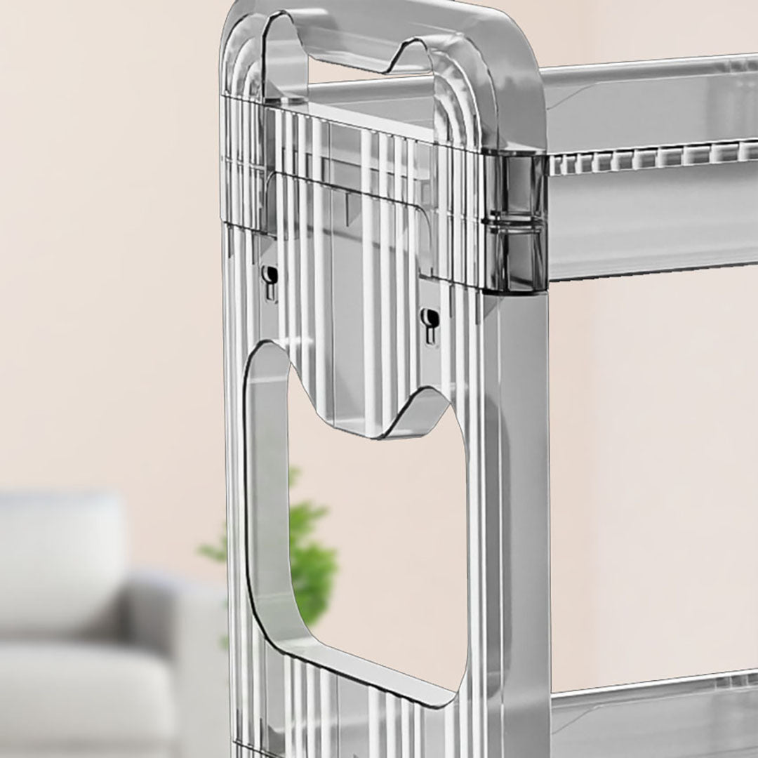 SOGA 2X 38x24cm Clear 4 Tier Bookshelf & Cosmetic Storage Organizer Trolley Rack • LUZ-BookSheClear5X2