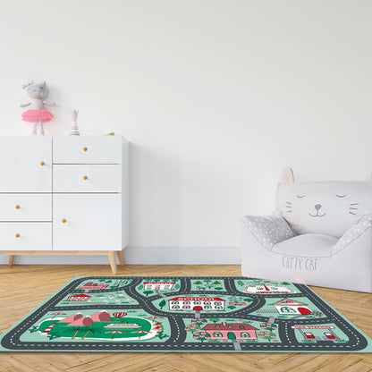 SOGA 2X 120cm Kids Rug Street Map Play Mat, Educational Baby Theme Park Area Rugs • LUZ-KidCarpet605X2